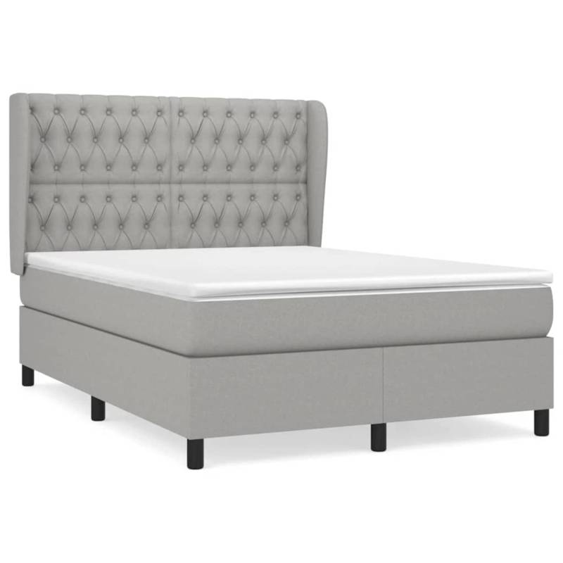 vidaXL Boxspringbett mit Matratze Hellgrau 140x190 cm Stoff1394752 von VIDAXL
