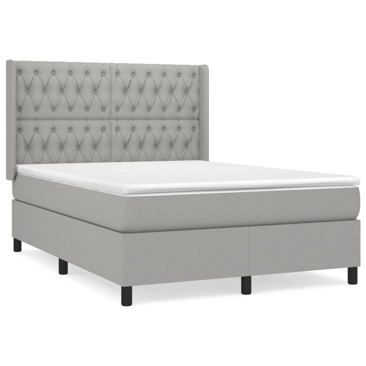 vidaXL Boxspringbett mit Matratze Hellgrau 140x190 cm Stoff1394778 von VIDAXL