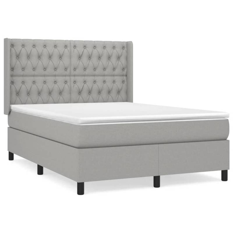 vidaXL Boxspringbett mit Matratze Hellgrau 140x190 cm Stoff1394778 von VIDAXL
