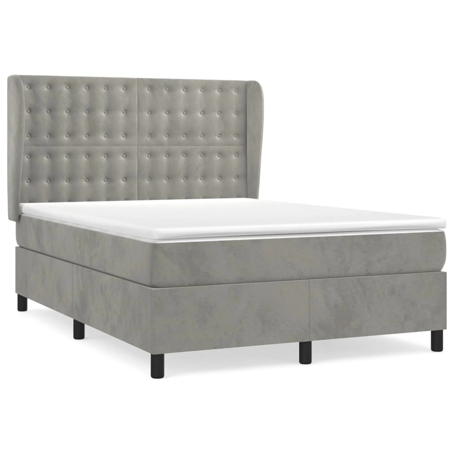 vidaXL Boxspringbett mit Matratze Hellgrau 140x200 cm Samt1373084 von VIDAXL