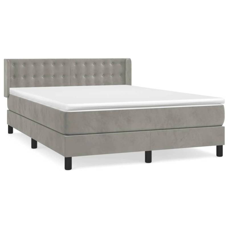 vidaXL Boxspringbett mit Matratze Hellgrau 140x200 cm Samt1394281 von VIDAXL
