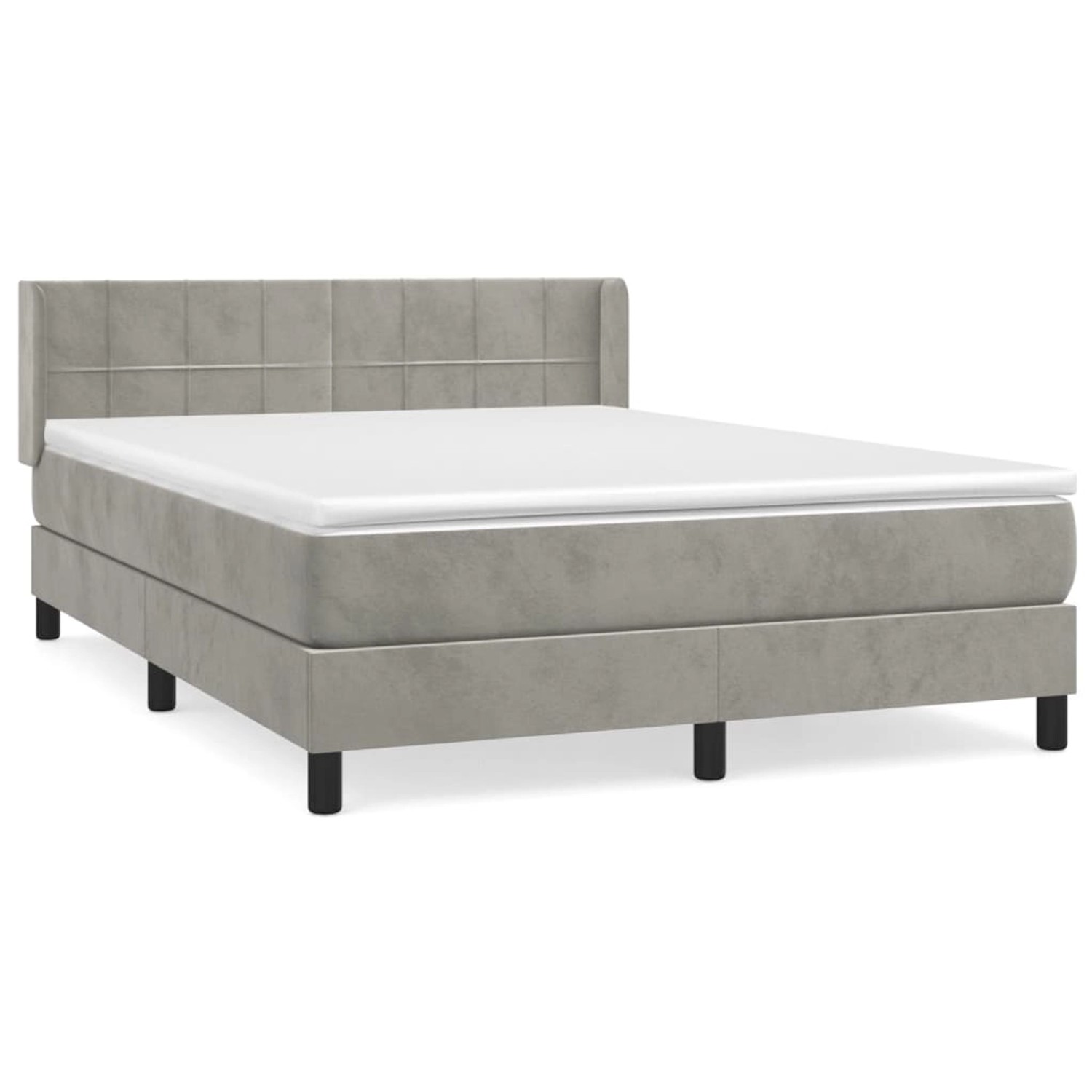 vidaXL Boxspringbett mit Matratze Hellgrau 140x200 cm Samt1399650 von VIDAXL