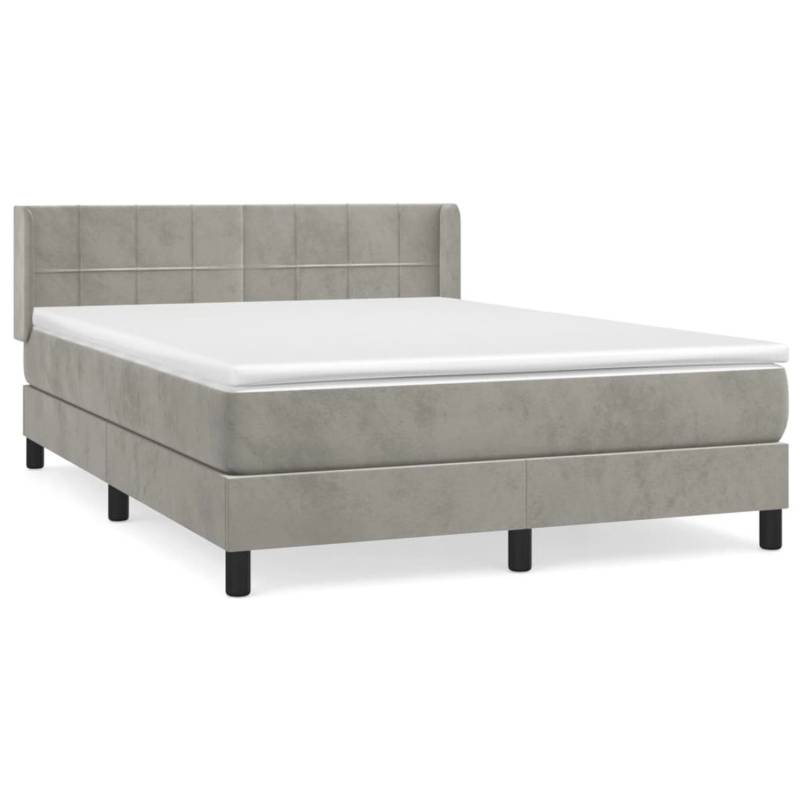 vidaXL Boxspringbett mit Matratze Hellgrau 140x200 cm Samt1399650 von VIDAXL