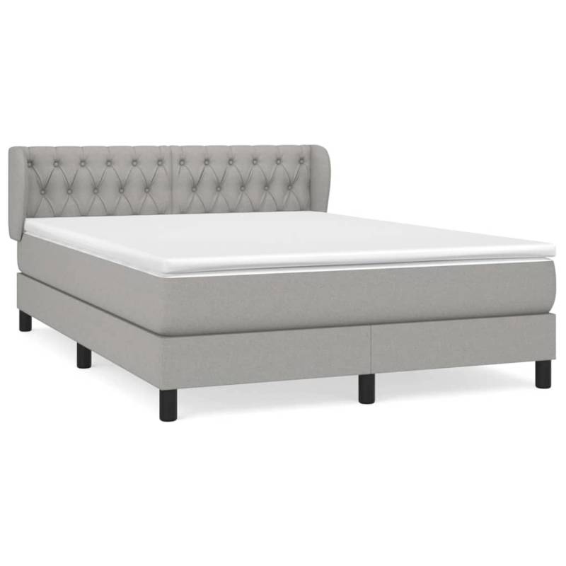 vidaXL Boxspringbett mit Matratze Hellgrau 140x200 cm Stoff1396913 von VIDAXL