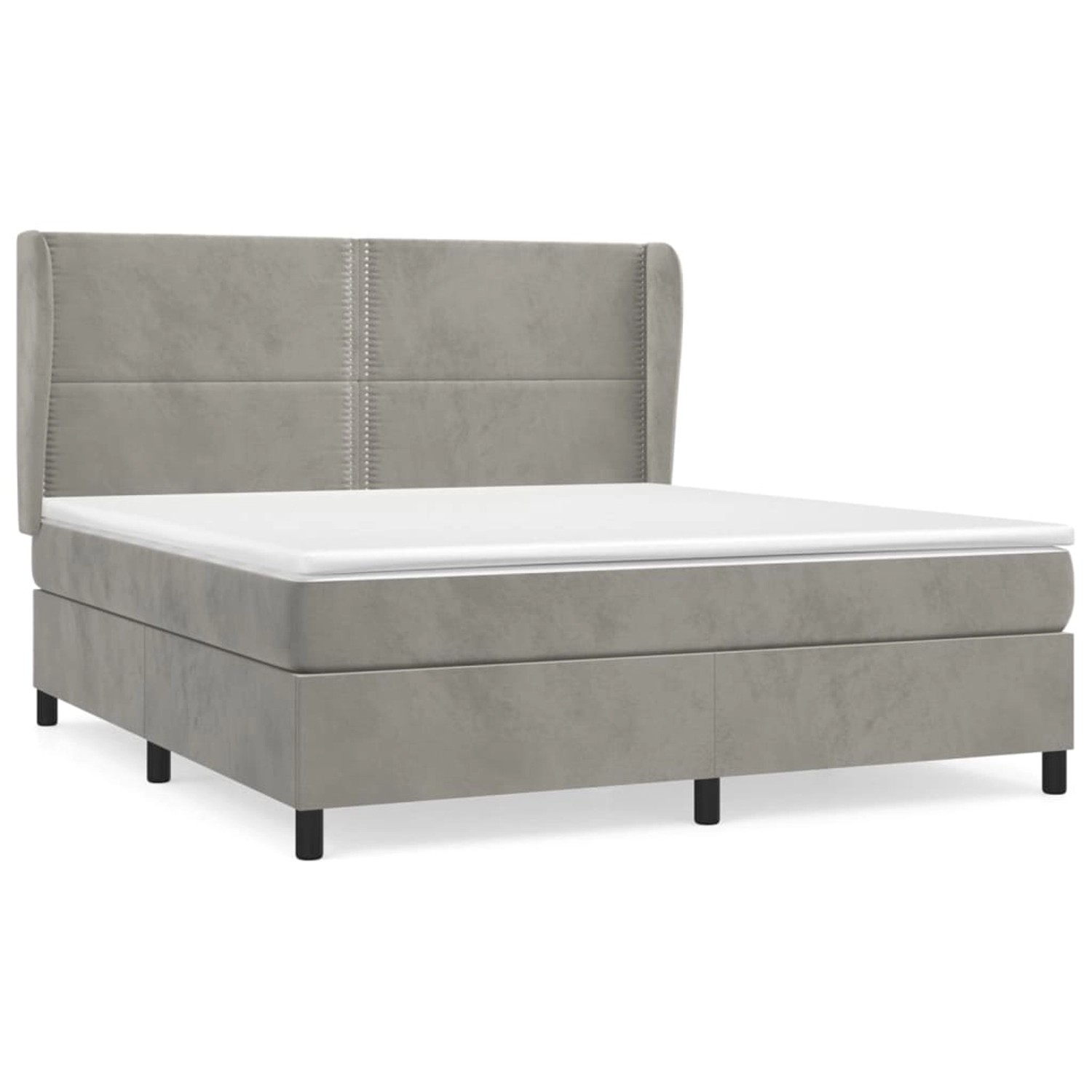 vidaXL Boxspringbett mit Matratze Hellgrau 160x200 cm Samt1372696 von VIDAXL