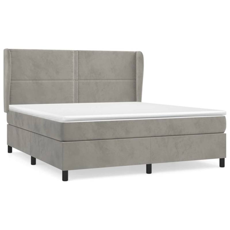 vidaXL Boxspringbett mit Matratze Hellgrau 160x200 cm Samt1372696 von VIDAXL