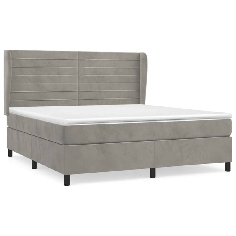vidaXL Boxspringbett mit Matratze Hellgrau 160x200 cm Samt1372710 von VIDAXL