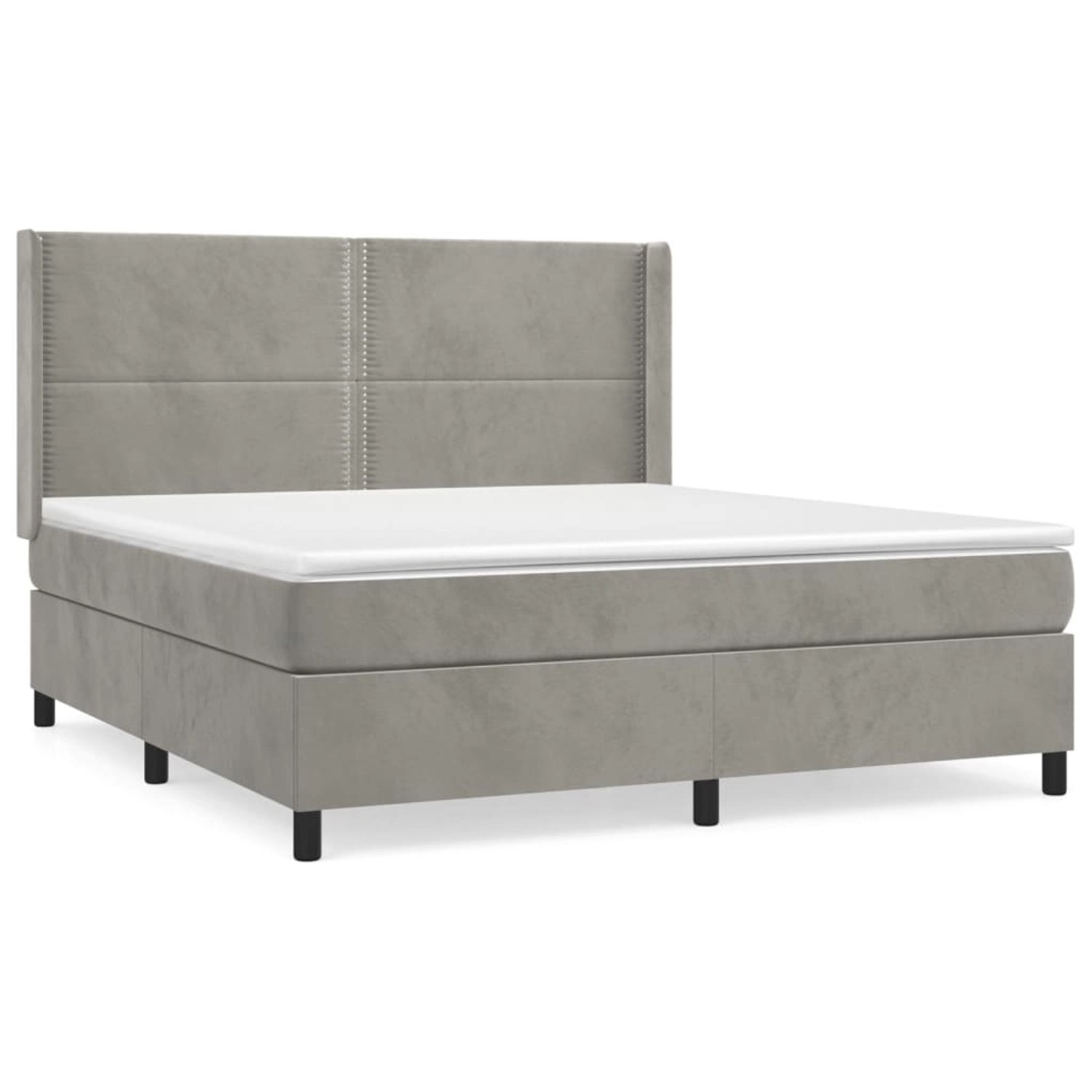 vidaXL Boxspringbett mit Matratze Hellgrau 160x200 cm Samt1378627 von VIDAXL