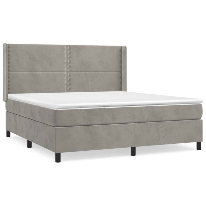 vidaXL Boxspringbett mit Matratze Hellgrau 160x200 cm Samt1378627 von VIDAXL