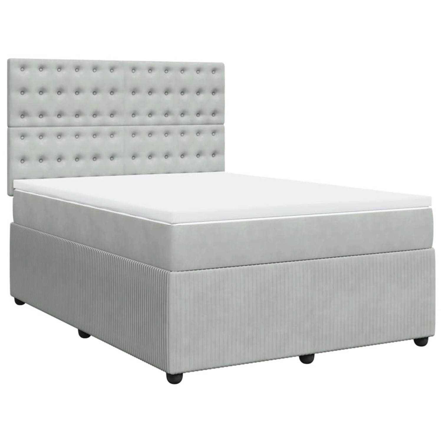 vidaXL Boxspringbett mit Matratze Hellgrau 160x200 cm Samt2098801 von VIDAXL