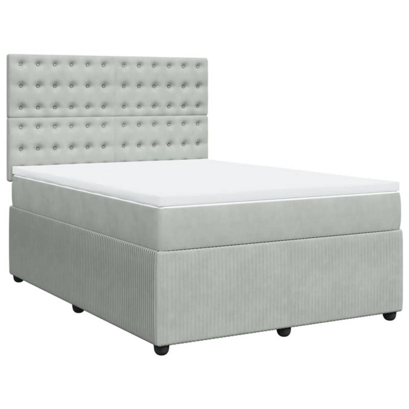 vidaXL Boxspringbett mit Matratze Hellgrau 160x200 cm Samt2098801 von VIDAXL