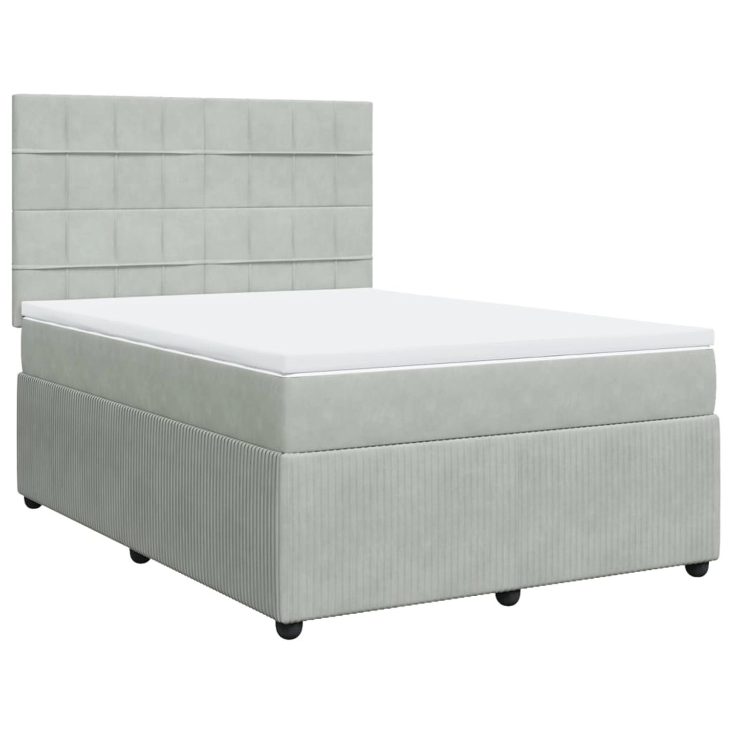 vidaXL Boxspringbett mit Matratze Hellgrau 160x200 cm Samt2098810 von VIDAXL