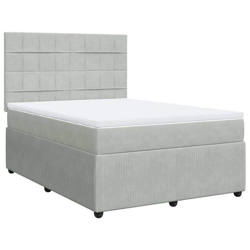 vidaXL Boxspringbett mit Matratze Hellgrau 160x200 cm Samt2098810 von VIDAXL