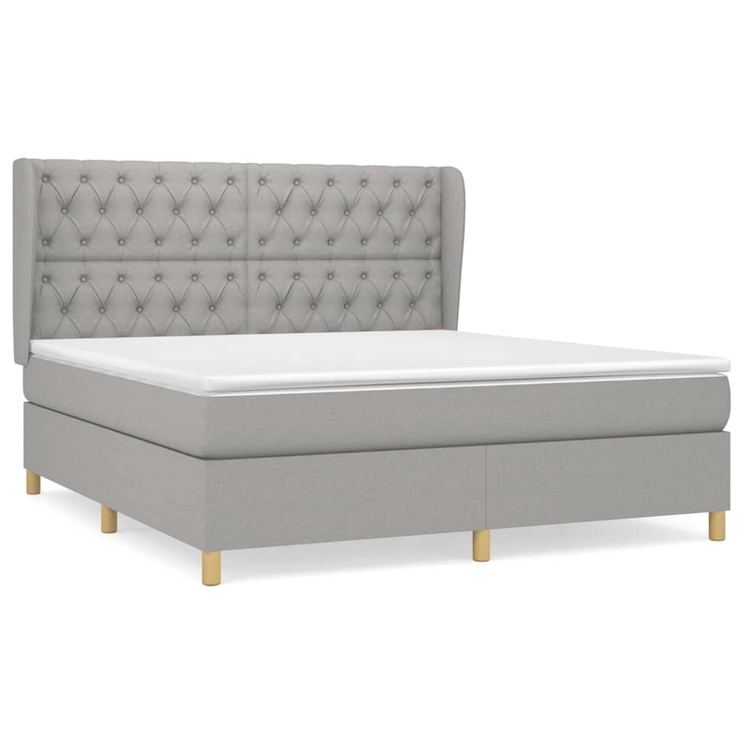 vidaXL Boxspringbett mit Matratze Hellgrau 160x200 cm Stoff1399134 von VIDAXL