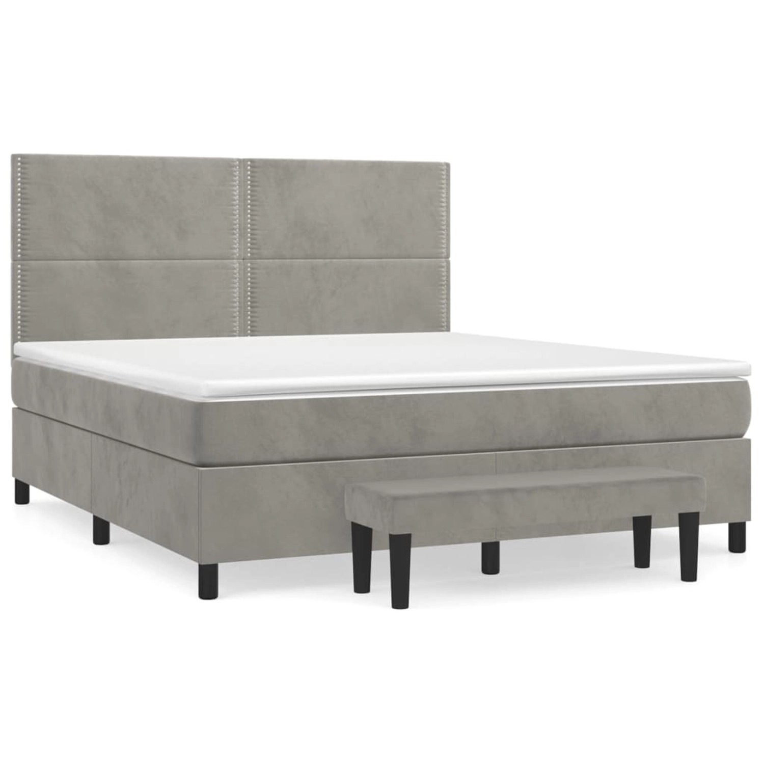 vidaXL Boxspringbett mit Matratze Hellgrau 180x200 cm Samt1350666 von VIDAXL