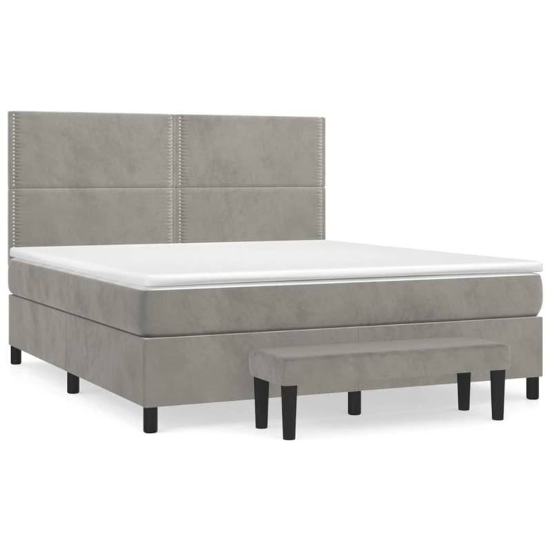 vidaXL Boxspringbett mit Matratze Hellgrau 180x200 cm Samt1350666 von VIDAXL