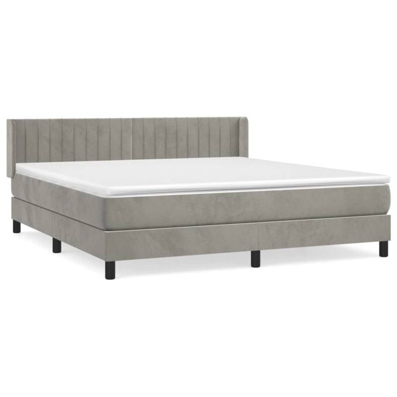 vidaXL Boxspringbett mit Matratze Hellgrau 180x200 cm Samt1376754 von VIDAXL