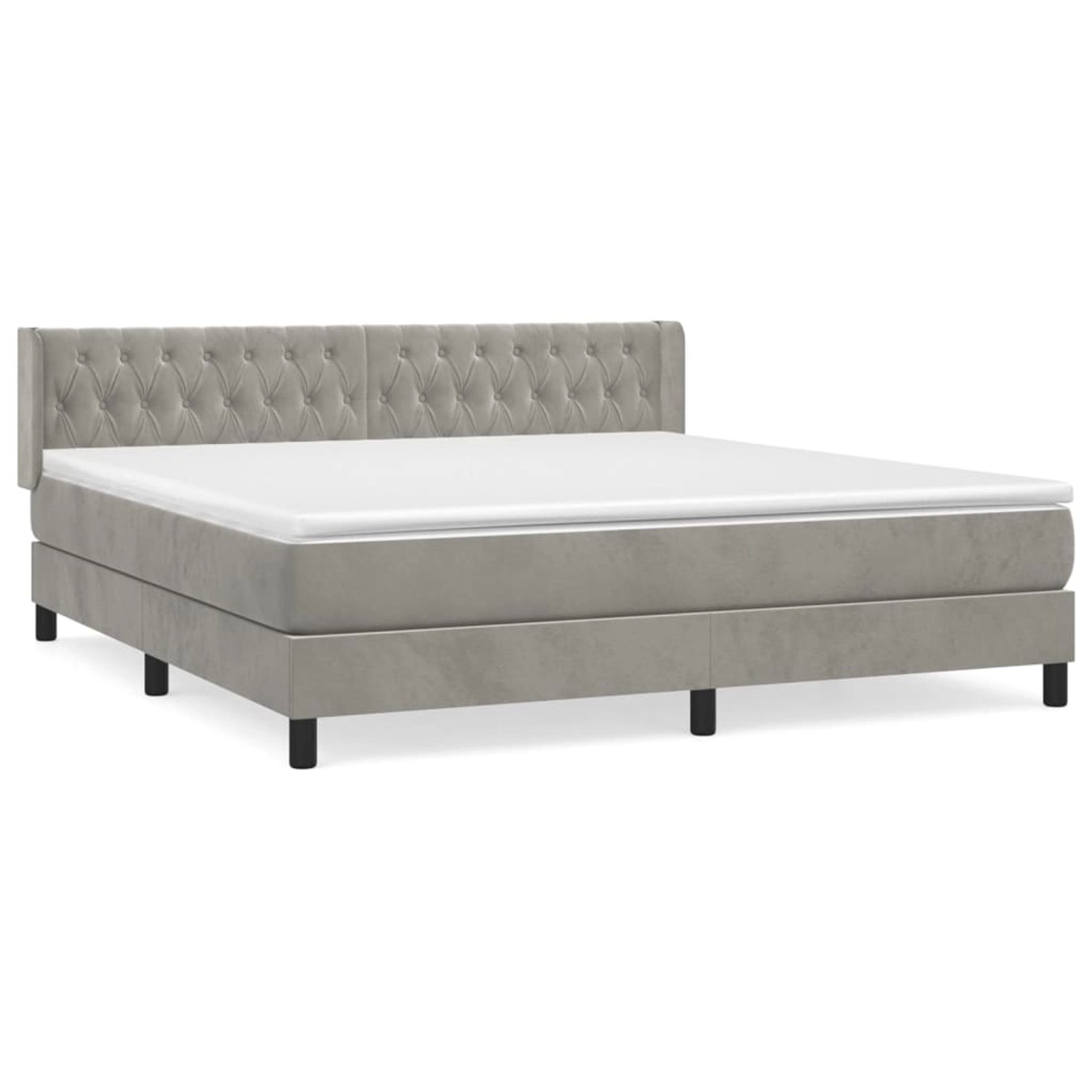 vidaXL Boxspringbett mit Matratze Hellgrau 180x200 cm Samt1380192 von VIDAXL