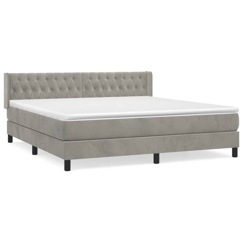 vidaXL Boxspringbett mit Matratze Hellgrau 180x200 cm Samt1380192 von VIDAXL