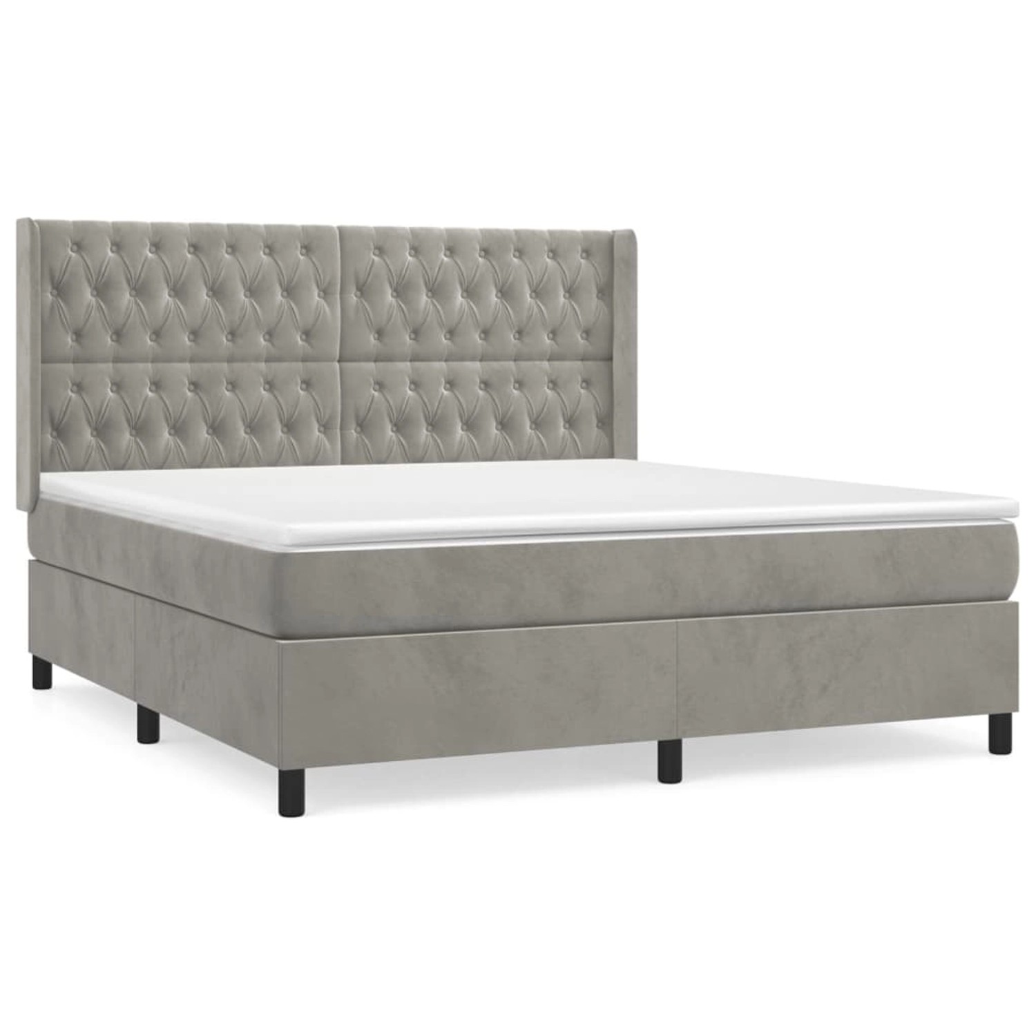 vidaXL Boxspringbett mit Matratze Hellgrau 180x200 cm Samt1387664 von VIDAXL