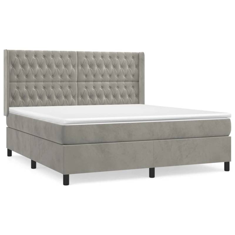 vidaXL Boxspringbett mit Matratze Hellgrau 180x200 cm Samt1387664 von VIDAXL