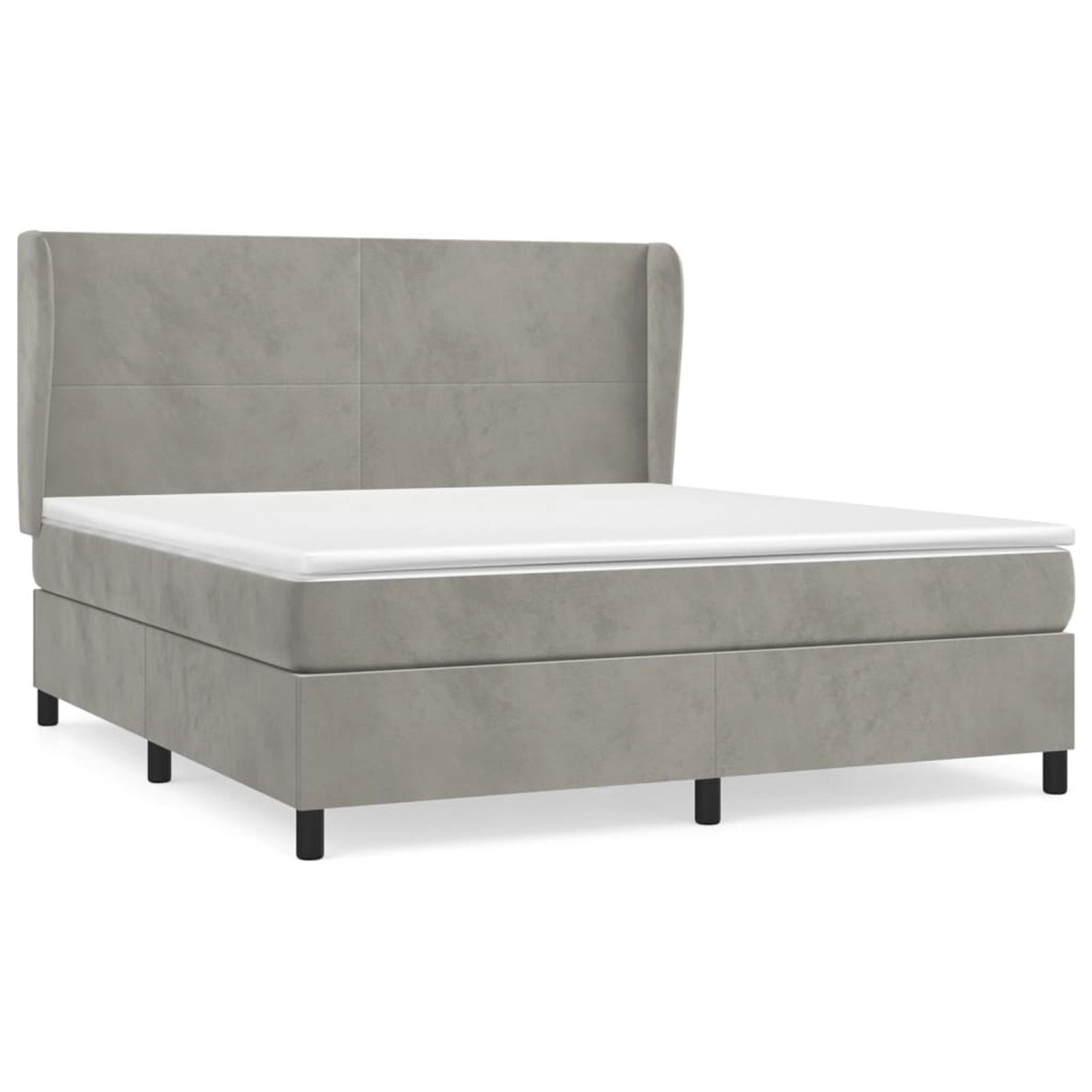 vidaXL Boxspringbett mit Matratze Hellgrau 180x200 cm Samt1389517 von VIDAXL