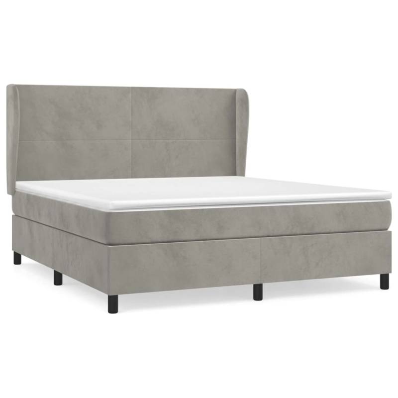 vidaXL Boxspringbett mit Matratze Hellgrau 180x200 cm Samt1389517 von VIDAXL