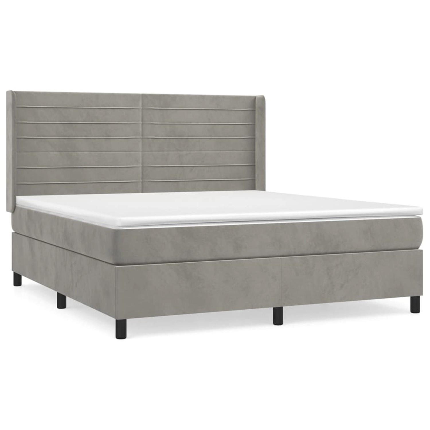vidaXL Boxspringbett mit Matratze Hellgrau 180x200 cm Samt1536573 von VIDAXL