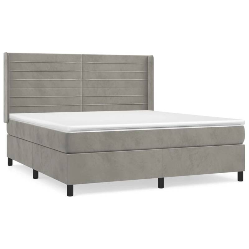vidaXL Boxspringbett mit Matratze Hellgrau 180x200 cm Samt1536573 von VIDAXL