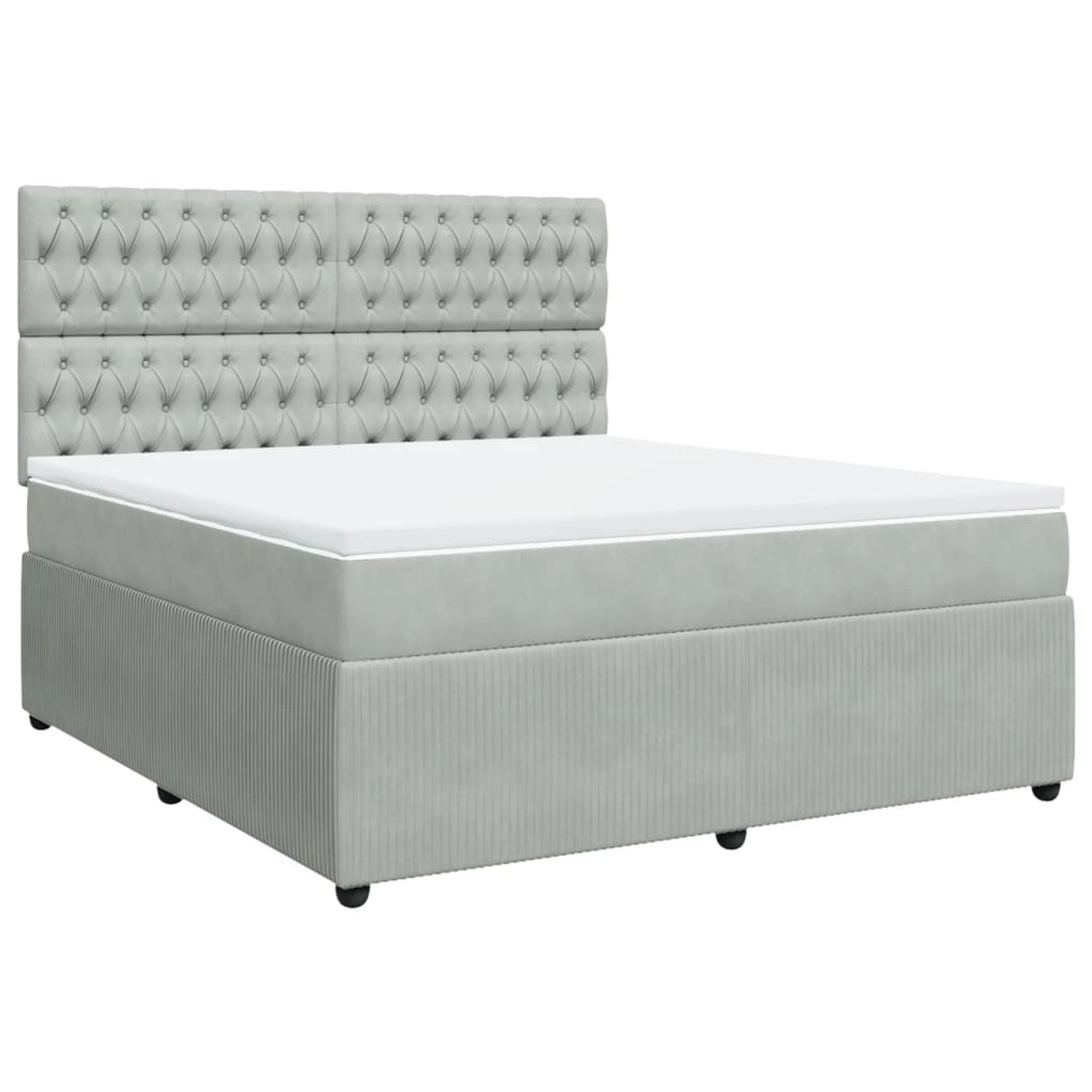 vidaXL Boxspringbett mit Matratze Hellgrau 180x200 cm Samt2099990 von VIDAXL