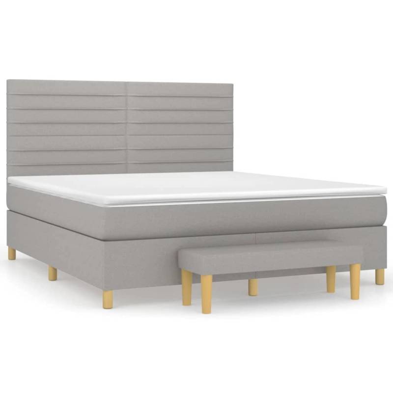 vidaXL Boxspringbett mit Matratze Hellgrau 180x200 cm Stoff1358360 von VIDAXL