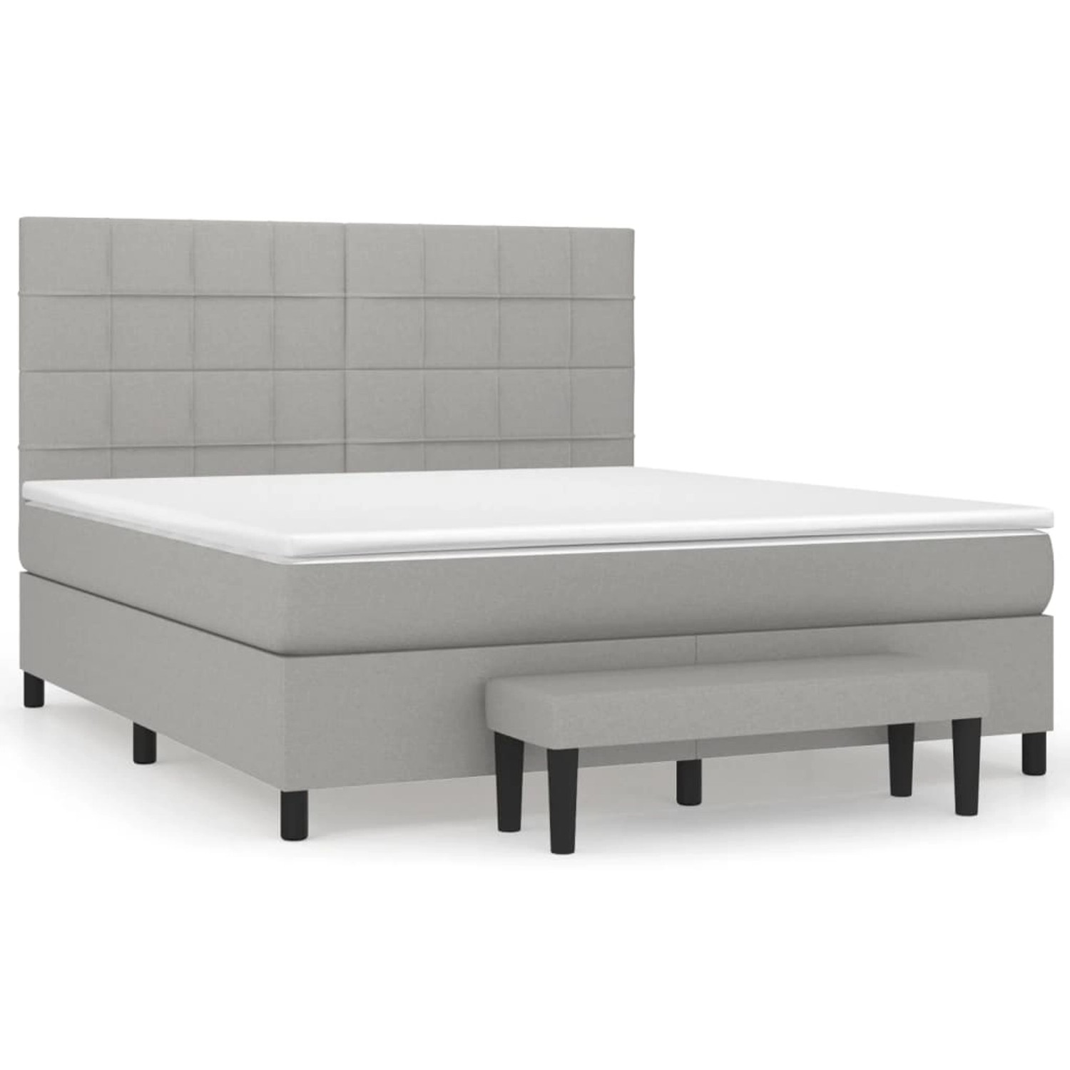 vidaXL Boxspringbett mit Matratze Hellgrau 180x200 cm Stoff1392738 von VIDAXL