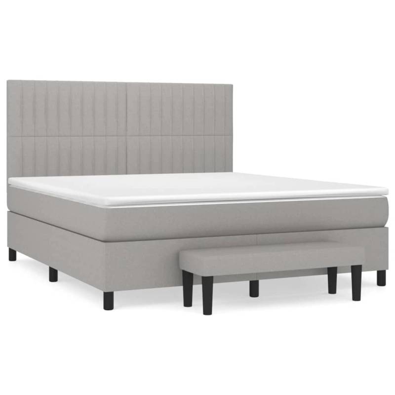 vidaXL Boxspringbett mit Matratze Hellgrau 180x200 cm Stoff1392975 von VIDAXL