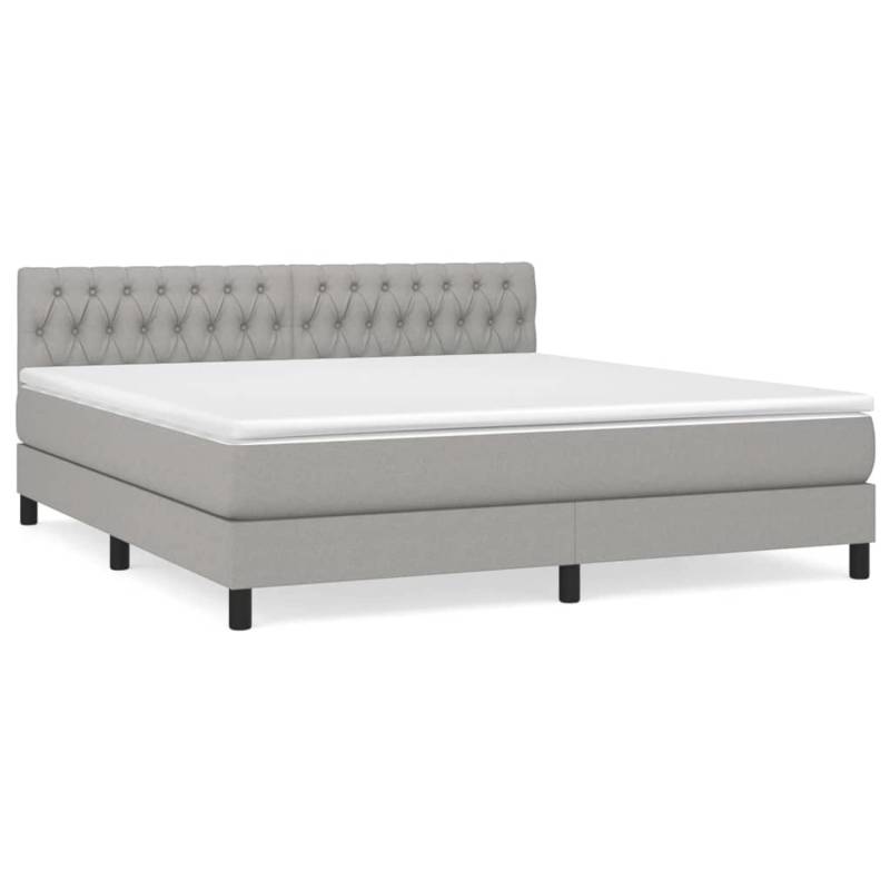 vidaXL Boxspringbett mit Matratze Hellgrau 180x200 cm Stoff1399714 von VIDAXL