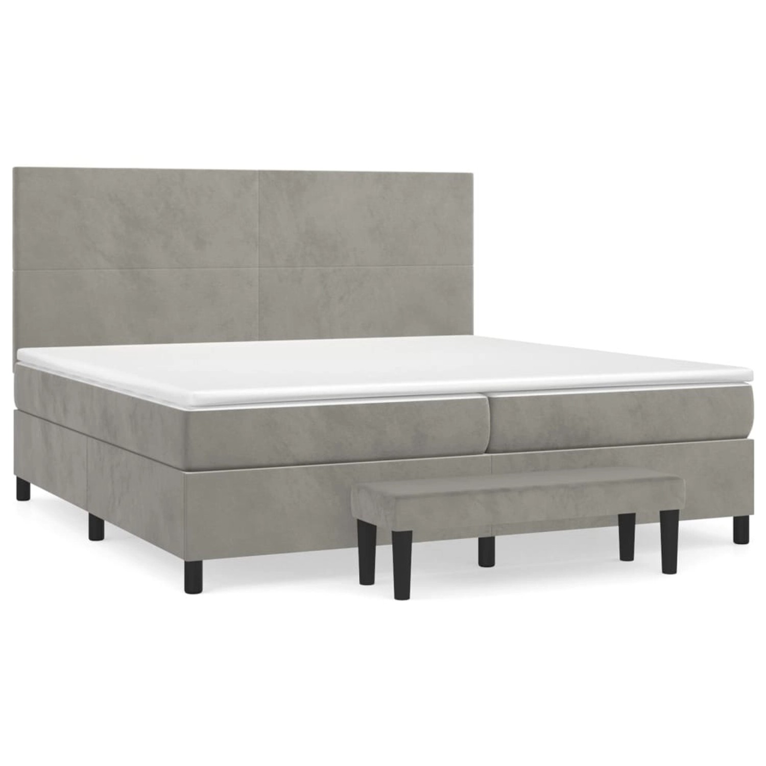vidaXL Boxspringbett mit Matratze Hellgrau 200x200 cm Samt1367230 von VIDAXL