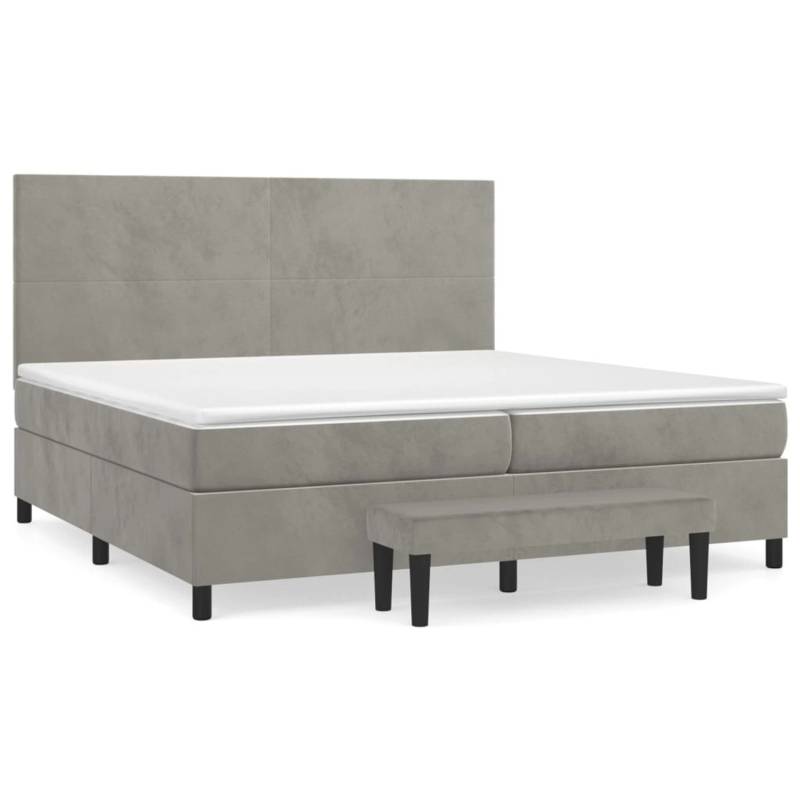 vidaXL Boxspringbett mit Matratze Hellgrau 200x200 cm Samt1367230 von VIDAXL
