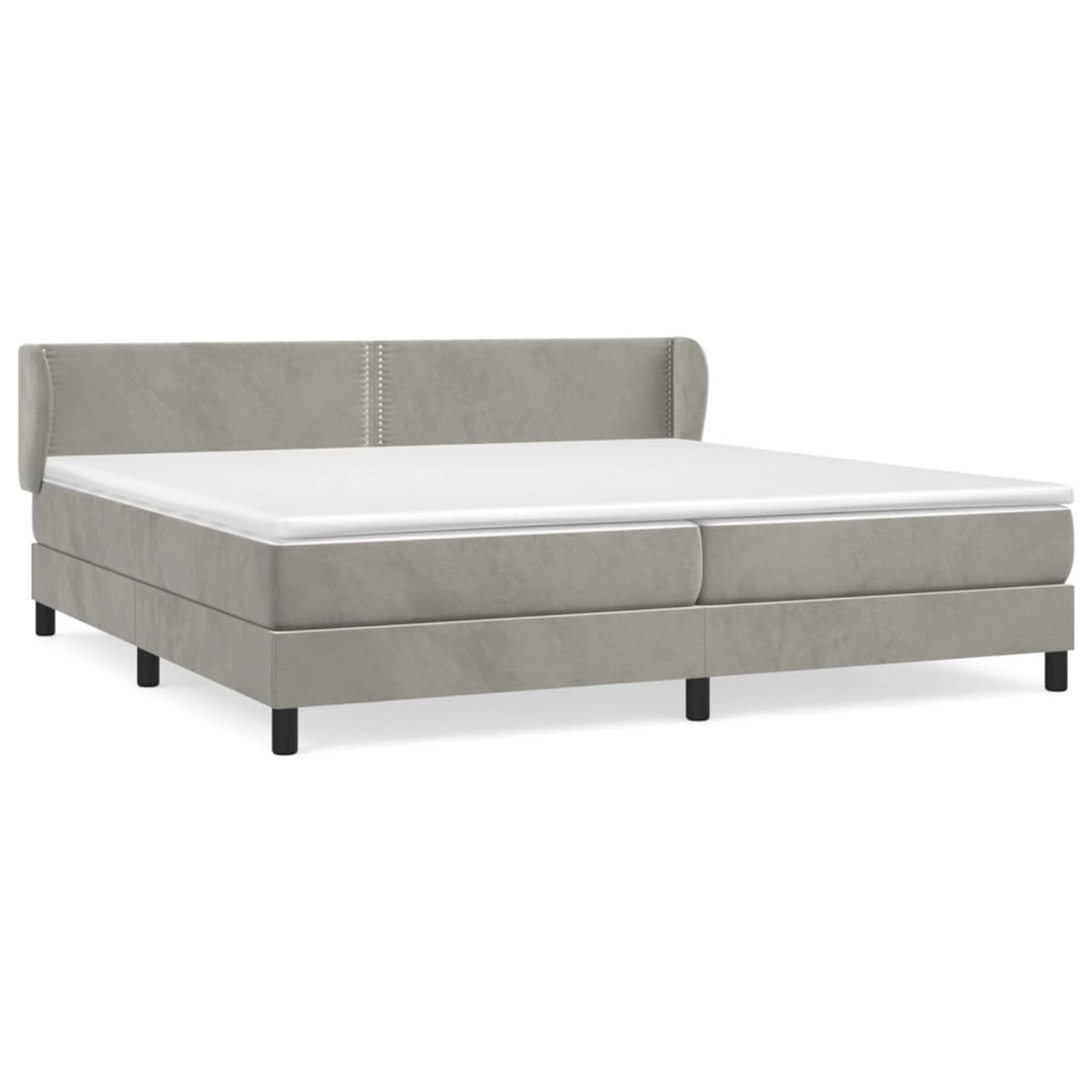 vidaXL Boxspringbett mit Matratze Hellgrau 200x200 cm Samt1372299 von VIDAXL