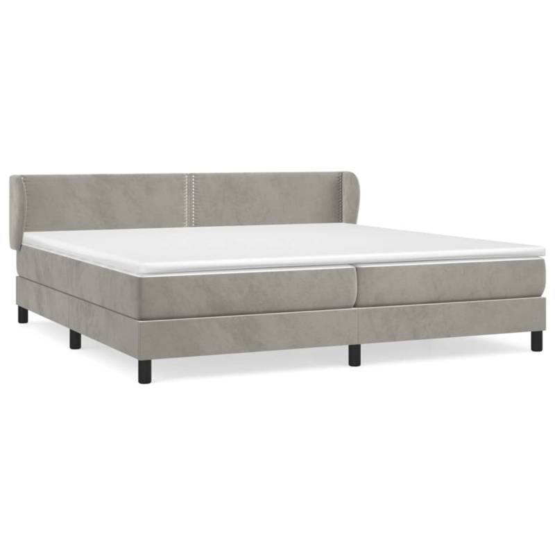 vidaXL Boxspringbett mit Matratze Hellgrau 200x200 cm Samt1372299 von VIDAXL