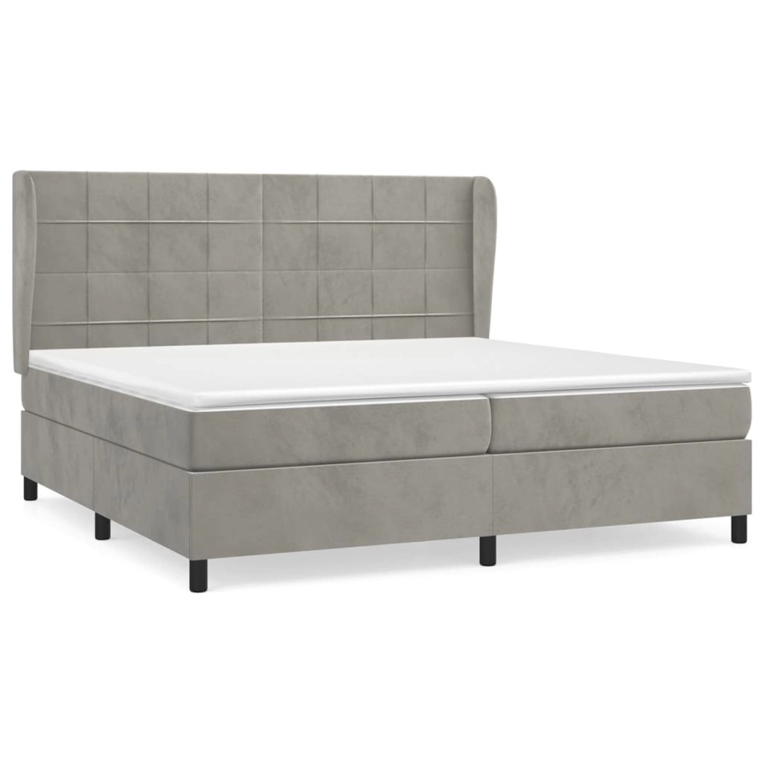 vidaXL Boxspringbett mit Matratze Hellgrau 200x200 cm Samt1377550 von VIDAXL