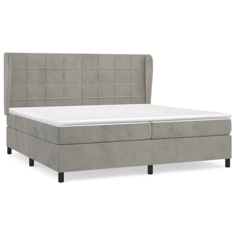 vidaXL Boxspringbett mit Matratze Hellgrau 200x200 cm Samt1377550 von VIDAXL