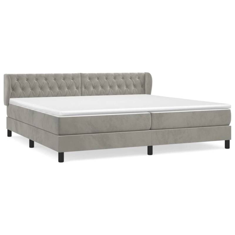 vidaXL Boxspringbett mit Matratze Hellgrau 200x200 cm Samt1393380 von VIDAXL