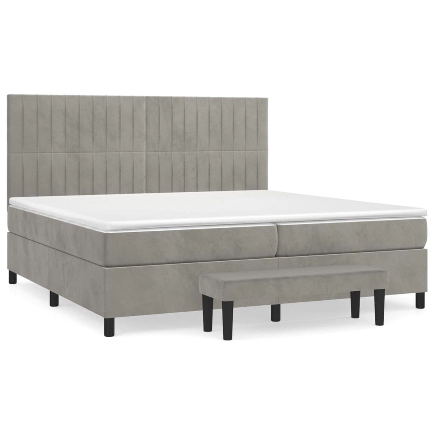 vidaXL Boxspringbett mit Matratze Hellgrau 200x200 cm Samt1469457 von VIDAXL