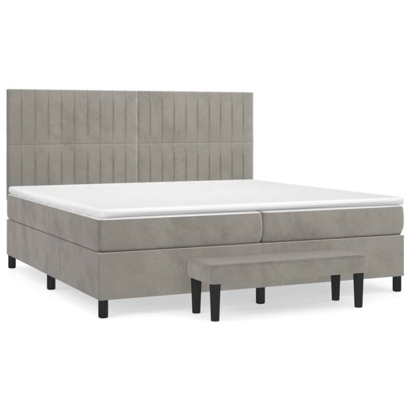 vidaXL Boxspringbett mit Matratze Hellgrau 200x200 cm Samt1469457 von VIDAXL