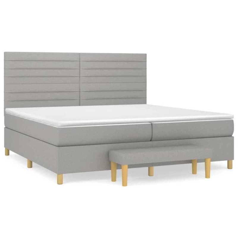 vidaXL Boxspringbett mit Matratze Hellgrau 200x200 cm Stoff1358361 von VIDAXL