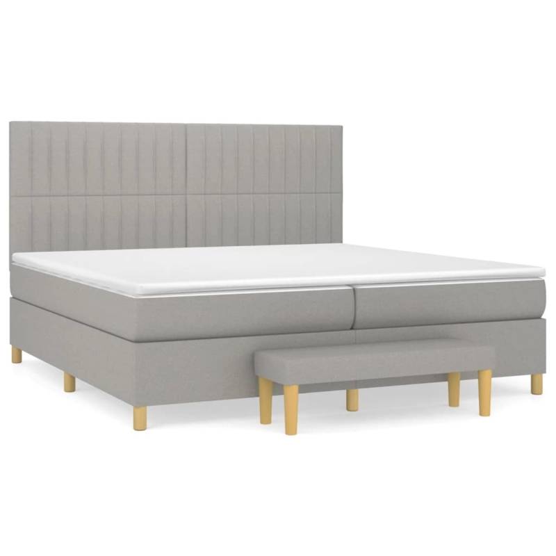 vidaXL Boxspringbett mit Matratze Hellgrau 200x200 cm Stoff1359123 von VIDAXL