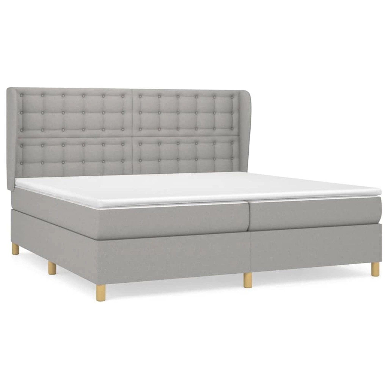 vidaXL Boxspringbett mit Matratze Hellgrau 200x200 cm Stoff1372681 von VIDAXL