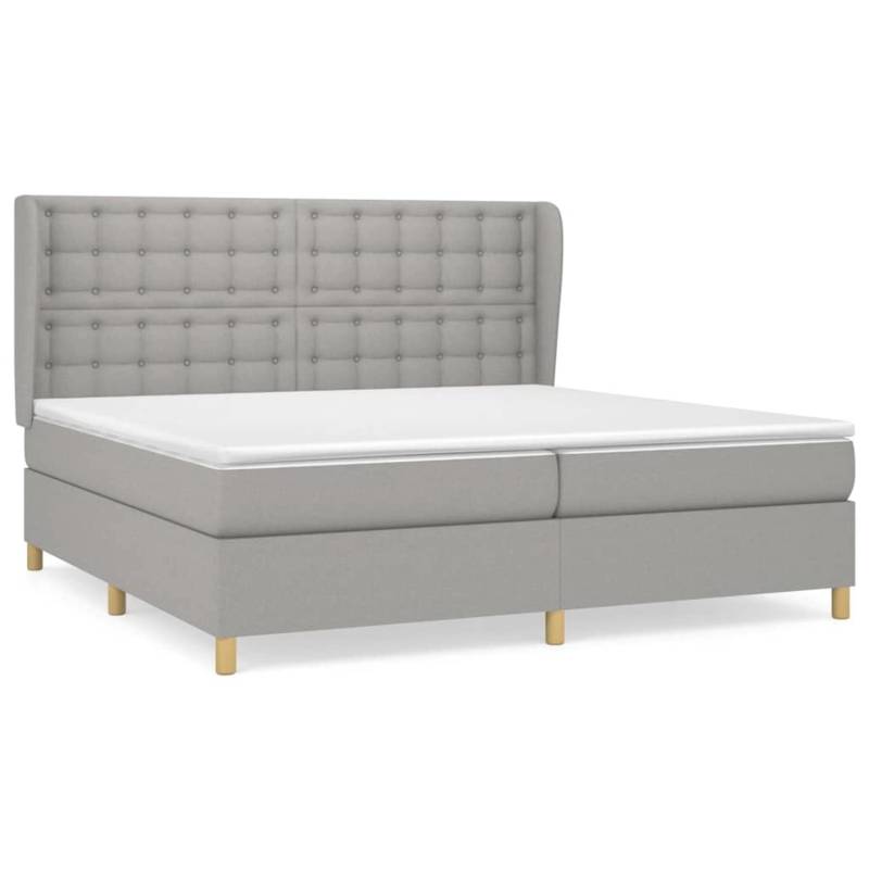 vidaXL Boxspringbett mit Matratze Hellgrau 200x200 cm Stoff1372681 von VIDAXL