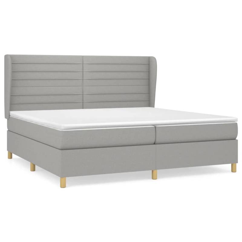 vidaXL Boxspringbett mit Matratze Hellgrau 200x200 cm Stoff1372768 von VIDAXL