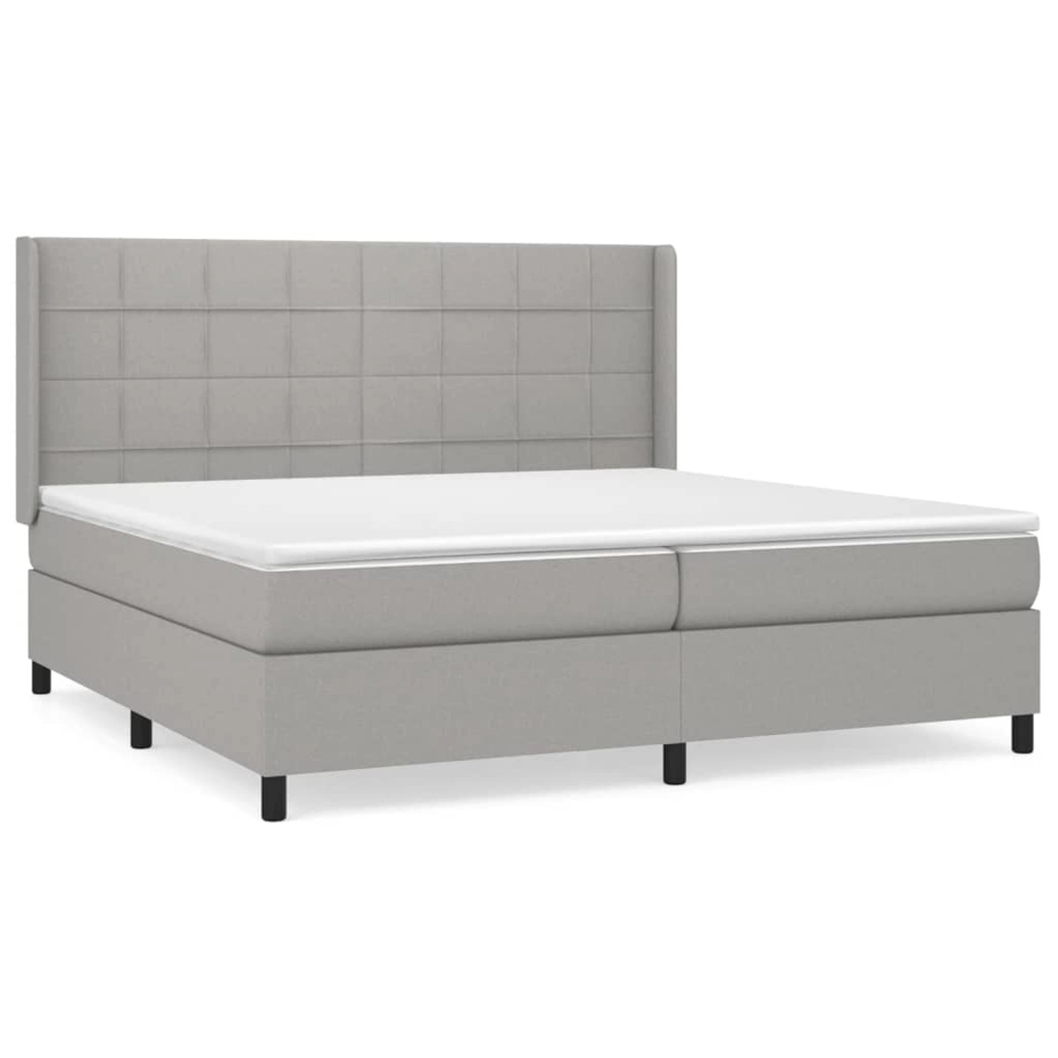vidaXL Boxspringbett mit Matratze Hellgrau 200x200 cm Stoff1377586 von VIDAXL