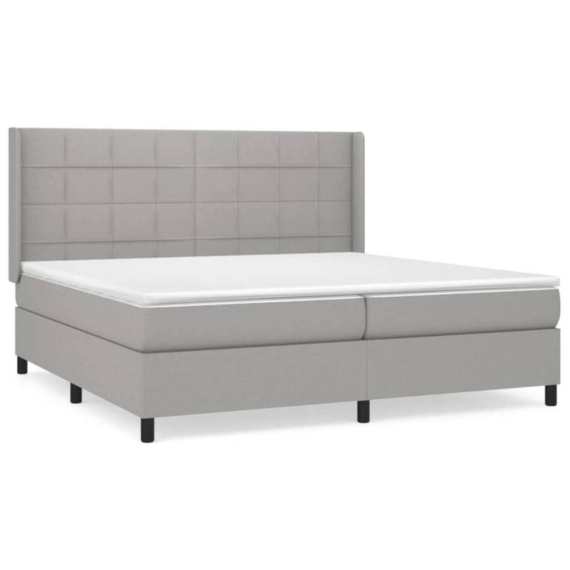 vidaXL Boxspringbett mit Matratze Hellgrau 200x200 cm Stoff1377586 von VIDAXL